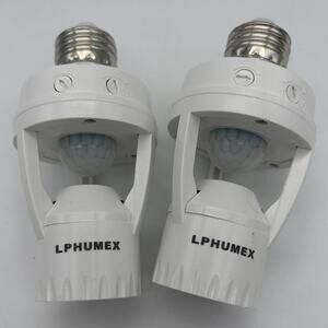 2x LPHUMEX Motion Sensor Light Socket Adapter E26 Adjustable Used